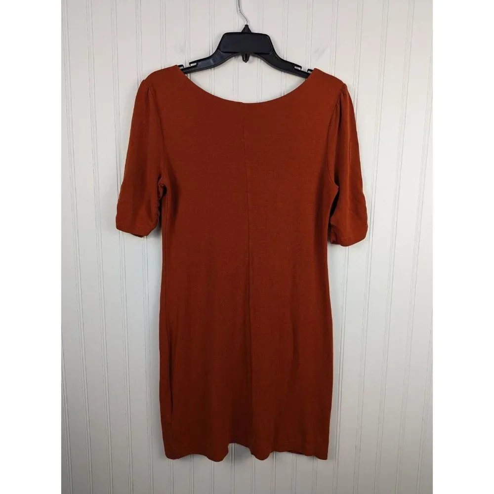 Banana Republic Women's Dress Burnt Orange Rouched‎ Sleeve Pullover Size M